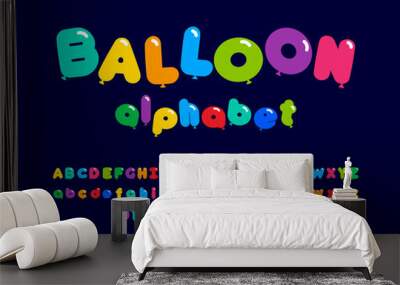 balloons style alphabet design with uppercase, lowercase, numbers and symbol Wall mural