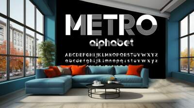 modern line style alphabet design with uppercase, lowercase, numbers and symbols Wall mural