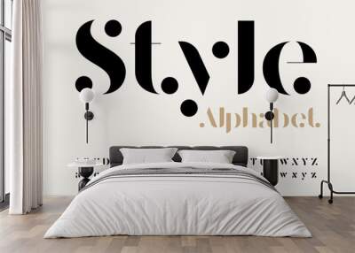 Modern serif alphabet design with uppercase, lowercase, numbers and symbol Wall mural