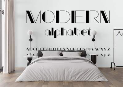 Modern stylized alphabet design with uppercase, lowercase, numbers and symbol Wall mural