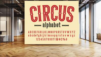 Stylish vintage styled alphabet design with uppercase, lowercase, numbers and symbols Wall mural