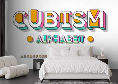 Vector of modern abstract alphabet design uppercase, numbers and symbols Wall mural