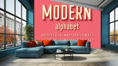 Vector of modern alphabet design with uppercase, lowercase, numbers and symbols Wall mural