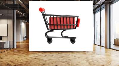 3D glass shopping cart with Black Friday sale text etched inside isolated on transparent background  Wall mural