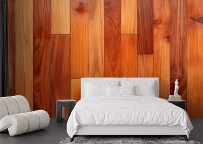 A background of cherry wood floor featuring warm reddish brown tones and a smooth polished surface with visible grain  Wall mural