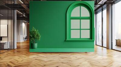 Bright green PVC window set against a fresh gradient background fading from soft white to light green clean and eco-friendly vibe perfect for sustainable home promotions  Wall mural