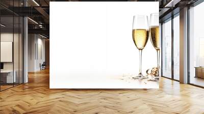 Celebration toast with champagne isolated on white background with a place for text  Wall mural