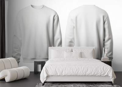 Elegant transparent pullover front and back mock up with ribbed collar and cuffs isolated on transparent background  Wall mural