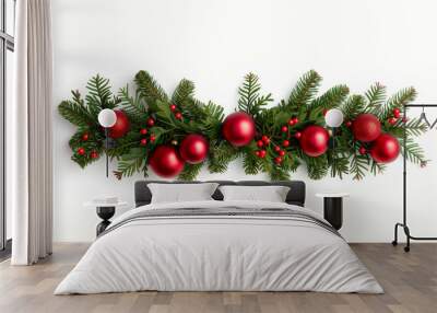 Festive Christmas Garland isolated on white background  Wall mural