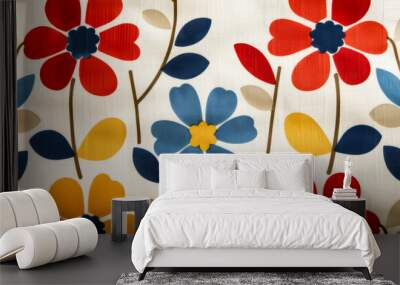 Groovy retro patterns boasting vibrant prints on vintage wallpaper  Wall mural