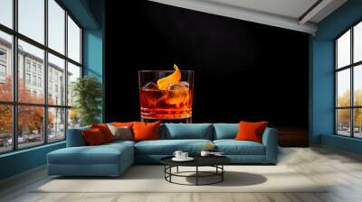 Ideal sazerac cocktail dark background with empty space for text   Wall mural