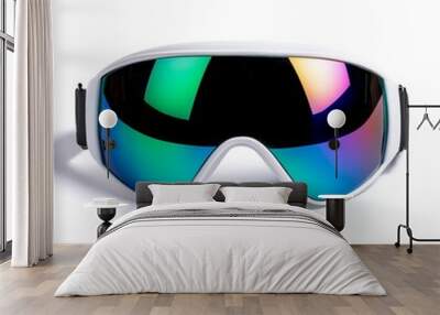 Pair of sleek snow goggles with mirrored lenses and adjustable strap isolated on white background  Wall mural