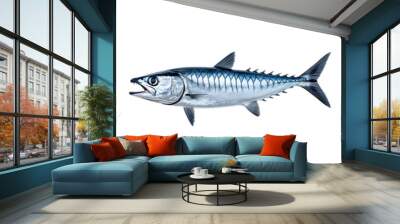 Sleek barracuda fish with menacing teeth and streamlined body isolated on transparent background  Wall mural