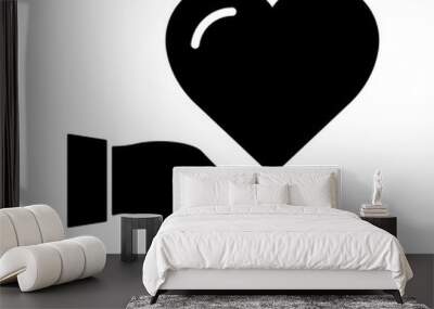 ngi1229 NewGraphicIcon ngi - Heart in hand icon . love care donation sign . holding a black heart . logotype - square design - simple illustration - isolated on white background - xxl g10489 Wall mural