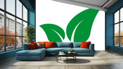 nvis41 NewVectorIllustrationSign nvis - leaf vector sign . simple silhouette . green transparent ecology nature icon . AI 10 / EPS 10 . g11409 Wall mural