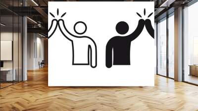 ofvs163 OutlineFilledVectorSign ofvs - high five vector icon . isolated transparent . teamwork . happiness joy fun success . black outline and filled version . AI 10 / EPS 10 . g11502 Wall mural