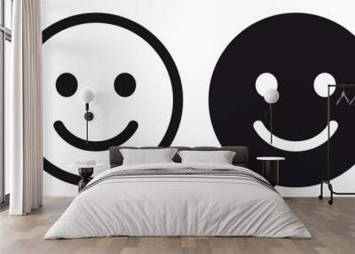 ofvs179 OutlineFilledVectorSign ofvs - smiley emoji happy icon . face emoticon . isolated transparent . black outline and filled version . AI 10 / EPS 10 . g11518 Wall mural