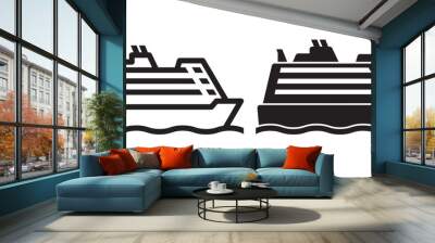 ofvs253 OutlineFilledVectorSign ofvs - cruise ship vector icon . cruiser sign . isolated transparent . outline and filled version . AI 10 / EPS 10 . g11593 Wall mural