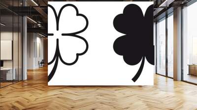 ofvs323 OutlineFilledVectorSign ofvs - four leaf clover vector icon . shamrock sign . good luck . saint patricks day . transparent . black outline and filled version . AI 10 / EPS 10 / PNG . g11663 Wall mural