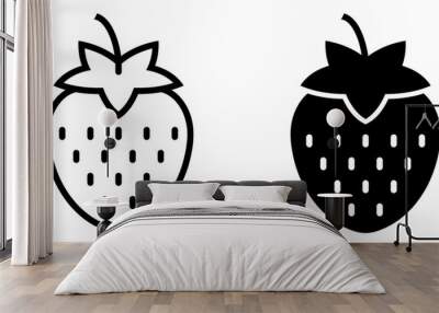 ofvs378 OutlineFilledVectorSign ofvs - strawberry vector icon . isolated transparent . black outline and filled version . AI 10 / EPS 10 / PNG . g11718 Wall mural