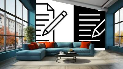 ofvs39 OutlineFilledVectorSign ofvs - writing pad vector icon . isolated transparent . paper with pencil . note / form . business contract . black outline and filled version . AI 10 / EPS 10 . g11347 Wall mural