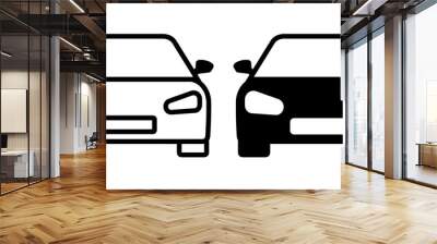 ofvs43 OutlineFilledVectorSign ofvs - car vector icon . isolated transparent . car frontal view silhouette . black outline and filled version . AI 10 / EPS 10 . g11352 Wall mural