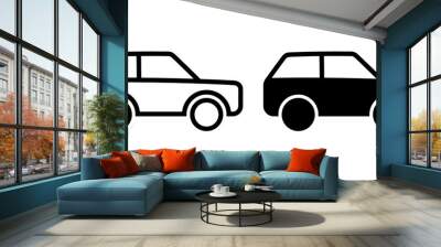 ofvs44 OutlineFilledVectorSign ofvs - car vector icon . isolated transparent . car side view silhouette . black outline and filled version . AI 10 / EPS 10 . g11353 Wall mural