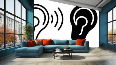 ofvs564 OutlineFilledVectorSign ofvs - ear listening vector icon . isolated transparent . black outline filled version . AI 10 / EPS 10 . g11907 Wall mural