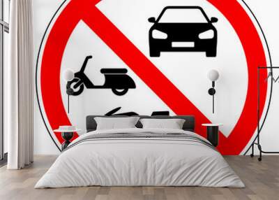 vsrr698 VectorSignRoundRed vsrr - Motor Fahrzeuge verboten . Motorwagen, Motorräder und Motor Scooter . prohibition sign . no motorised vehicles . vector sign . transparent . AI 10 / EPS 10 . g11225 Wall mural