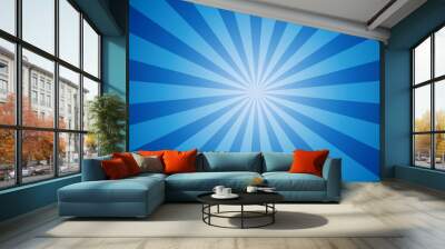 Blue Sunburst Background - Vector Illustration Wall mural