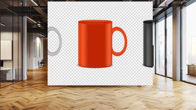 Coffee Cup Collection - Realistic Vector Illustration - Isolated On Transparent Background Wall mural