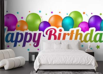 Colorful Isolated Happy Birthday Banner Illustration Wall mural