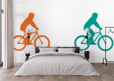 Cyclist Silhouette Icon Set - Vector Illustrations Isolated On White Background Wall mural