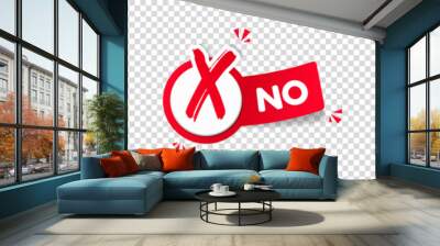 Decision Button Sticker Set Yes, No And Maybe - Vector Illustrations Isolated On Transparent Background Wall mural