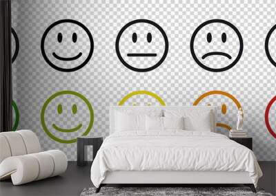 Feedback Mood Icons Set - Flat Vector Illustrations Isolated On Transparent Background Wall mural