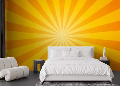 Orange And Yellow Sunburst Background - Vector Illustration Wall mural