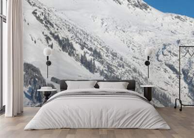 Alps in snow, village, Austrian Wall mural