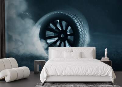 Car tire on the street Wall mural