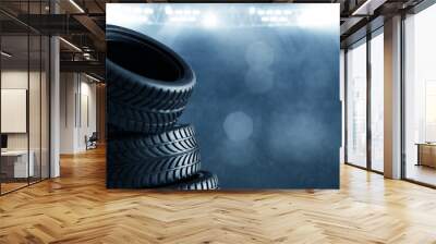 Car tires on race track Wall mural