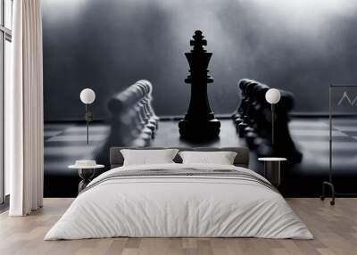 Chess pieces on chess board Wall mural