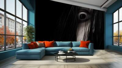 Close up of scary ghost woman eye Wall mural