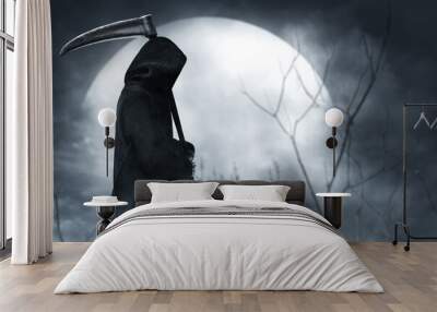 Grim reaper on graveyard night Wall mural