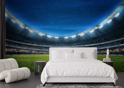 Soccer stadium field, soccer background Wall mural