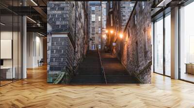 Warriston Close stairs in historic part of Edinburgh, Scotland, UK Wall mural