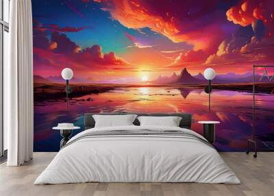  Beautiful sunset, with vibrant colors lighting up the sky. _1(195) Wall mural