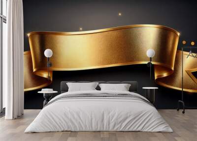  Gold ribbon banner – A shiny 3D ribbon banner, ideal for promotions or special offers in lu_1(238) Wall mural