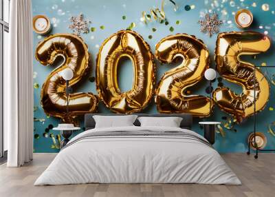  Golden 2025 balloons with confetti for New Year Celebration. _1(559) Wall mural