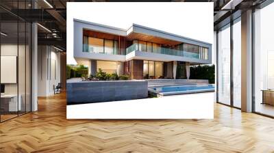  Luxury modern house 3D render – A 3D illustration of a luxurious modern house, isolated on _1(277) Wall mural