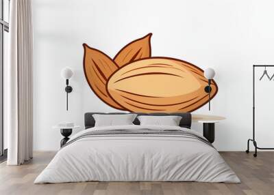 Vector illustration of an almond icon isolated on a white background in a simple and clean nut design style._00001_ Wall mural