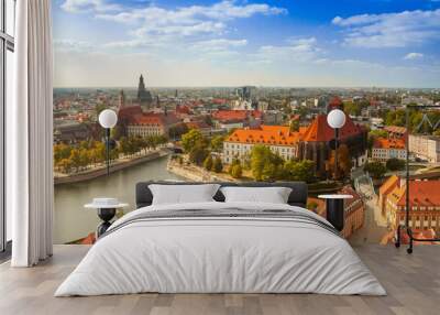 Old town cityscape panorama, Wroclaw, Poland Wall mural